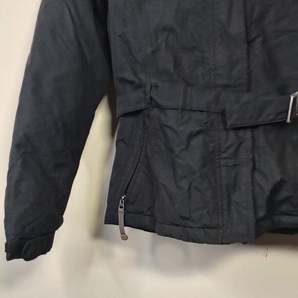 The North Face Down Jacket Womens Small Black Fur Hood Belted Winter Parka Coat - Picture 4 of 16
